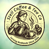 カフェ 女性 バリスタ 一般的なロゴ ウィンドウサイン (シート3)