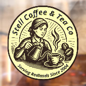 カフェ 女性 バリスタ 一般的なロゴ ウィンドウサイン (シート2)