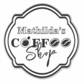 カフェ/自宅用カスタマイズ可能コーヒーショップロゴ シール (正面)