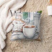 カフェau LaitおよびBeignetsの枕 クッション (ブランケット)