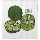 カフフィアライム漫画イラストレーション シャワーカーテン (正面)