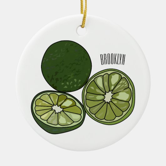 カフフィアライム漫画イラストレーション セラミックオーナメント (正面)