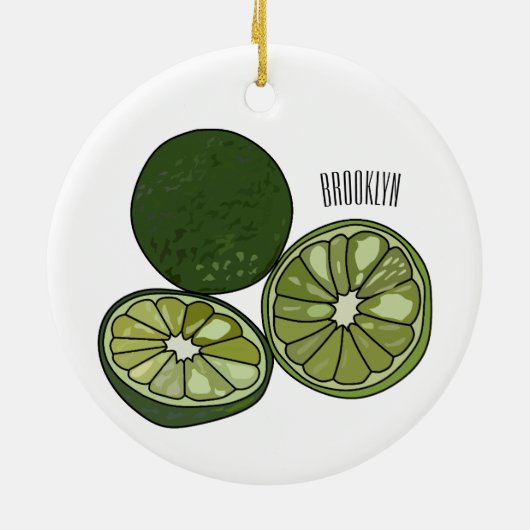 カフフィアライム漫画イラストレーション セラミックオーナメント (裏面)