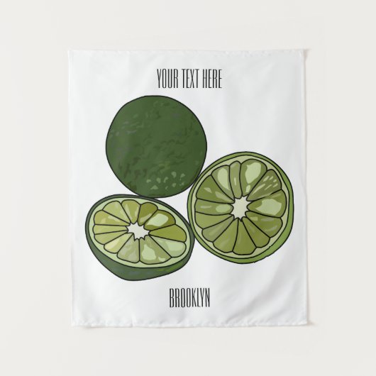 カフフィアライム漫画イラストレーション タペストリー (正面)