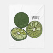 カフフィアライム漫画イラストレーション フリースブランケット (正面)