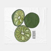 カフフィアライム漫画イラストレーション フリースブランケット (正面(横))