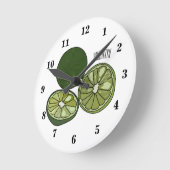 カフフィアライム漫画イラストレーション ラウンド壁時計 (傾斜)