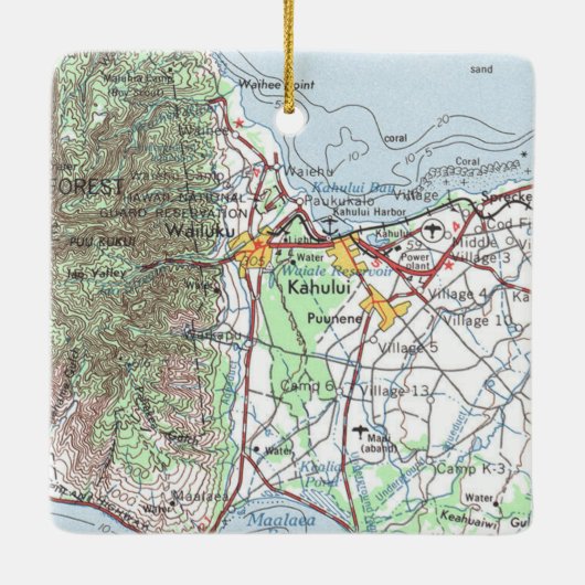 カフルイハワイヴィンテージの地図 セラミックオーナメント (裏面)