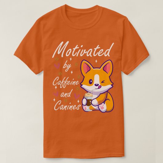 カフ意欲を起こェインと缶犬とコーヒー1 Tシャツ (デザイン正面)