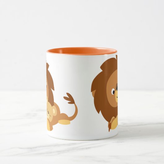 カブスのかわいい愛情のある漫画のライオンのパパおよびマグ マグカップ (中央)