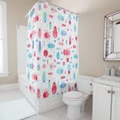カブトムシとバグおもしろいの水色 シャワーカーテン (インサイチュ)