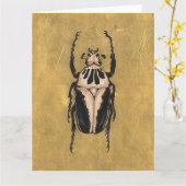 カブトムシのグリーティングカード カード (黄色い花)