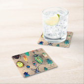カブトムシのコレクション スクエアペーパーコースター (インサイチュ)