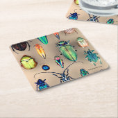 カブトムシのコレクション スクエアペーパーコースター (アングル)