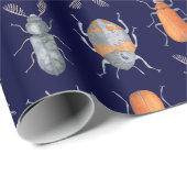 カブトムシの文様包み紙 ラッピングペーパー (ロールコーナー)