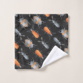 カブトムシの昆虫の柄 バスタオルセット (ウォッシュタオル)