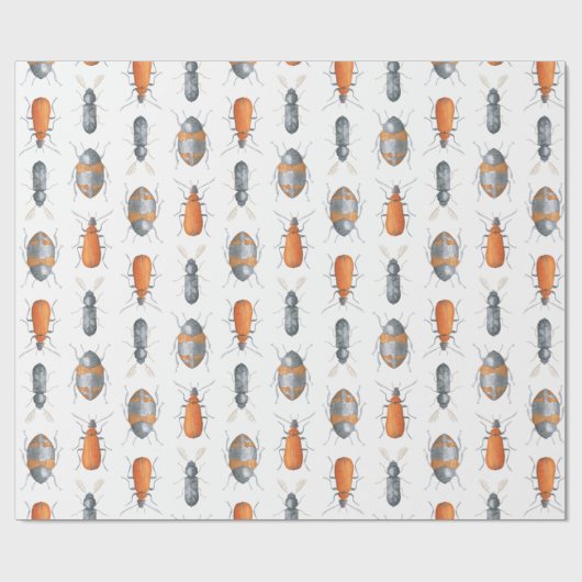 カブトムシの昆虫の柄 ラッピングペーパー (フラット)