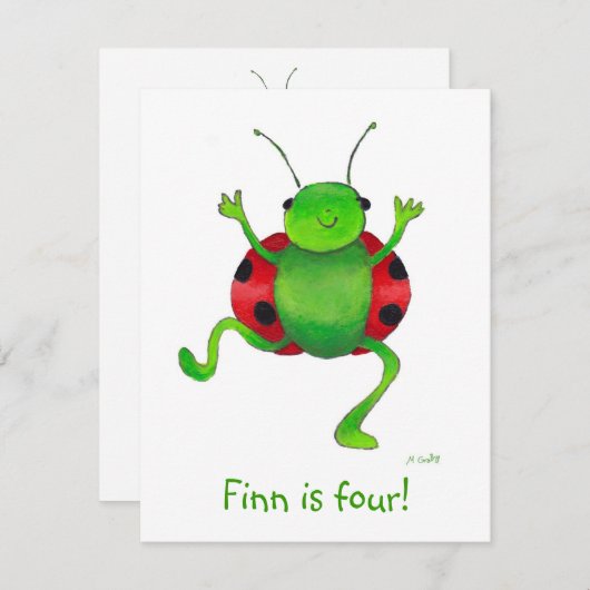 カブトムシの誕生日の招待状 招待状 (正面/裏面)