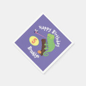 カブトムシの誕生日をキャッチかわいいカメレオン スタンダードカクテルナプキン (角)