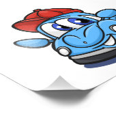 カブトムシの青い漫画の車 – 背景色を選択 フォトプリント            (角)