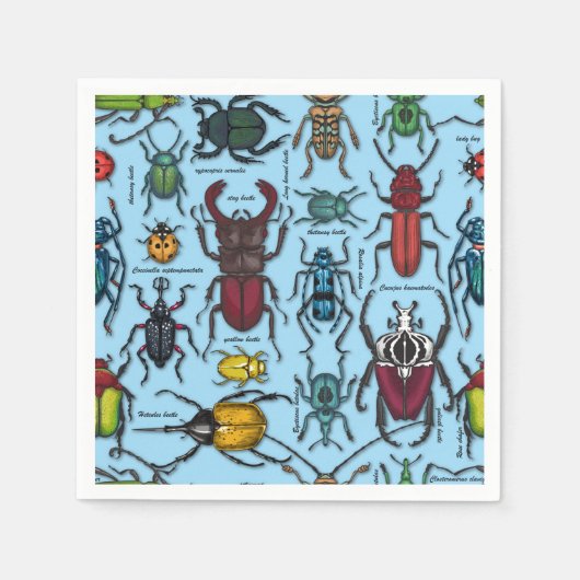 カブトムシの青 スタンダードカクテルナプキン (正面)
