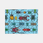 カブトムシの青 フリースブランケット (正面(横))