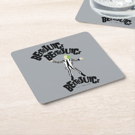 カブトムシ果汁 スクエアペーパーコースター (アングル)