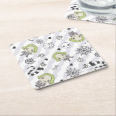 カブトムシ模様 スクエアペーパーコースター (アングル)