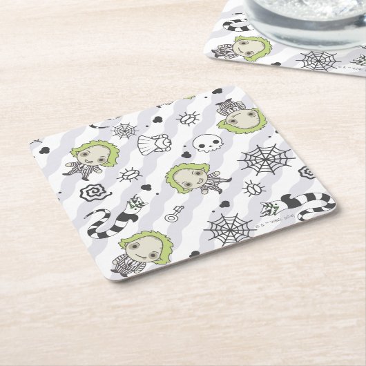 カブトムシ模様 スクエアペーパーコースター (アングル)