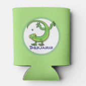 カブトムシ漫画と可愛いハッピーグリーンgeckoトカゲ 缶クーラー (裏面)