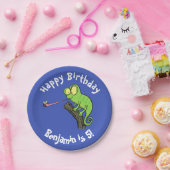 カブトムシ漫画をキャッチかわいいカメレオン ペーパープレート (パーティー)