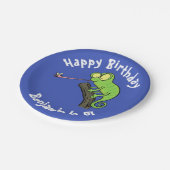 カブトムシ漫画をキャッチかわいいカメレオン ペーパープレート (アングル)