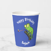 カブトムシ漫画をキャッチかわいいカメレオン 紙コップ (裏面)