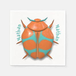 カブトムシ虫かわいいオレンジブルー スタンダードカクテルナプキン