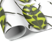 カブトムシ虫かわいいグリーンブラック ラッピングペーパー (ロールコーナー)