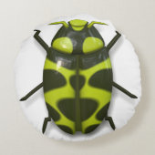 カブトムシ虫かわいい黒い緑 ラウンドクッション (裏面)