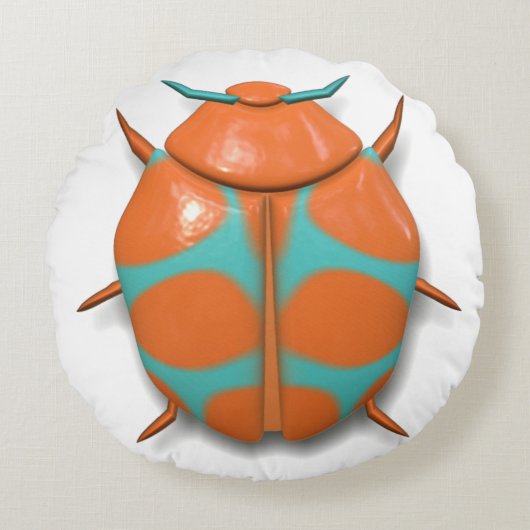 カブトムシ虫かわいい ラウンドクッション (正面)