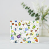 カブトムシ虫が小枝を葉這う ポストカード (スタンド正面)