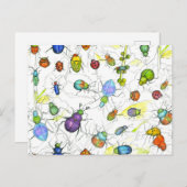 カブトムシ虫が小枝を葉這う ポストカード (正面/裏面)