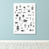 カブトムシ黒と白 キャンバスプリント (インサイチュ (ウッドフロア))