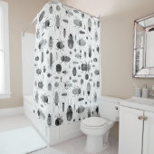 カブトムシ黒と白 シャワーカーテン (インサイチュ)