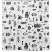 カブトムシ黒と白 シャワーカーテン (正面)