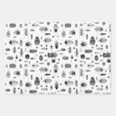 カブトムシ黒と白 ラッピングペーパーシート (正面3)