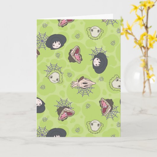 カブトムシ |かわいいチビ(小さくかわいく書いた感じ)トスパターン カード (黄色い花)