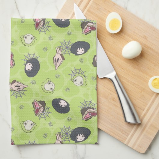 カブトムシ |かわいいチビ(小さくかわいく書いた感じ)トスパターン キッチンタオル (四つ折り)