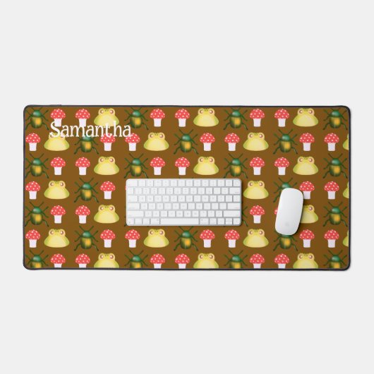 カブトムシ、カエル、キノコ デスクマット (キーボード&マウス)