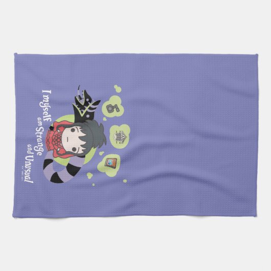 カブトムシ |チビ（小さくかわいく書いた感じ）リディア「奇妙で珍しい」 キッチンタオル (横)