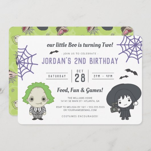 カブトムシ |小さなブーが二つの誕生日 招待状 (正面/裏面)