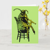 カブトムシ |椅子のカブトムシ カード (黄色い花)