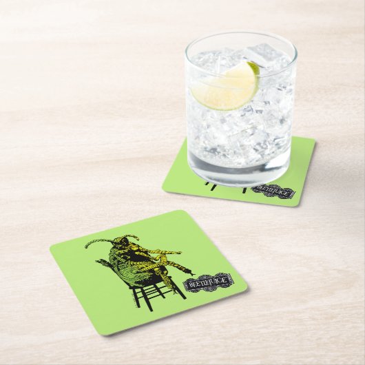 カブトムシ |椅子のカブトムシ スクエアペーパーコースター (インサイチュ)